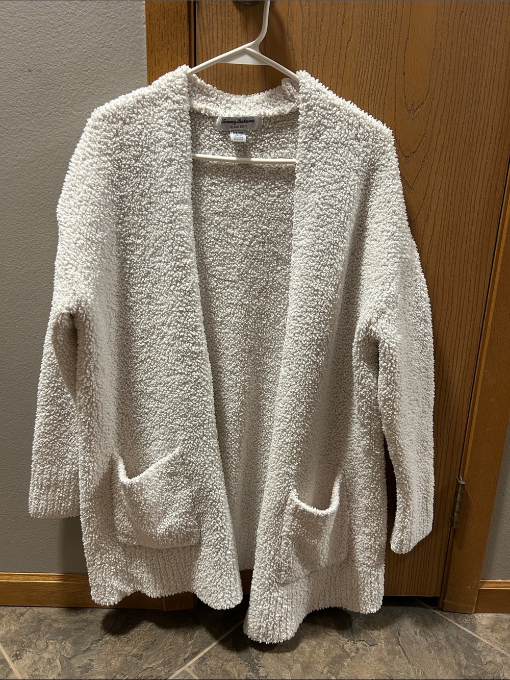 Tommy Bahama Cream Sherpa Open-Front Cardigan